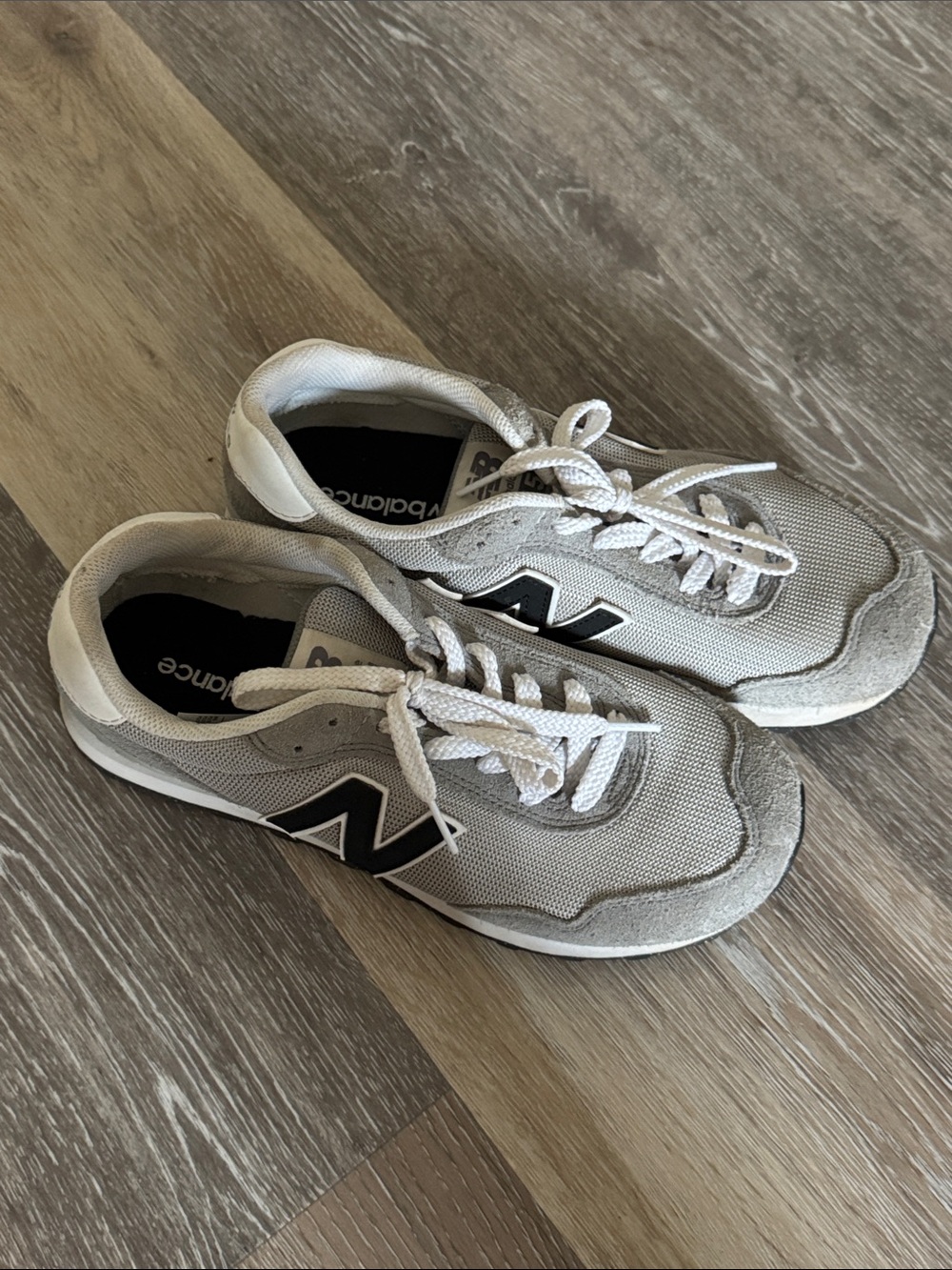 New Balance Kids White and Gray Sneaker Shoes